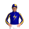 Navy Blue, Gold Lightning Bolt And Striped Sleeves, Quartered Cap