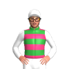 Green And Pink Hoops, White Sleeves And Cap