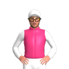 Pink And Purple Diagonal Stripes, White Sleeves And Cap