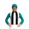 Black And White Stripes, Teal Sleeves And Cap