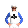 White, Black Club, Royal Blue Sleeves