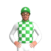 Bottle Green And White Checks, White Sleeves, Bottle Green Cap With White Star