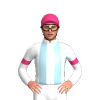 White, Light Blue Stripes, Pink Armbands And Cap