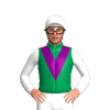 Emerald Green, Purple Vee, White Sleeves And Cap