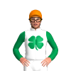 White, Emerald Green Four Leaf Clover, Sleeves And Orange Cap