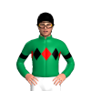 Emerald Green, Red And Black Diamonds Band And Armbands, Black Cap