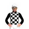 Black, White Checks, Black Sleeves, White Cap