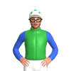 Green, Royal Blue Sleeves, White Cap, Green Spots