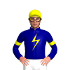 Navy, Yellow Lightning Bolt, Armbands And Cap