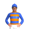 Orange, Royal Blue Hoops, Sleeves And Cap With Pom Pom