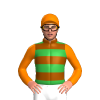 Brown And Green Hoops, Orange Sleeves And Cap