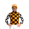 Black, Orange Checks, Bennett Racing Logo, White Checked Sleeves, Checked Cap
