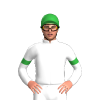 White, Green Circles, Armbands And Cap