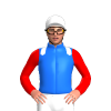 Blue, White Epaulettes, Red Sleeves, White Cap