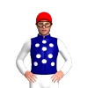 Navy Blue, White Spots And Sleeves, Red Cap