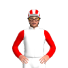 WHITE, RED SLEEVES, WHITE CAP, RED STRIPES, WHITE PEAK