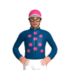 INDIGO , PINK SPOTS, INDIGO SLEEVES, PINK CAP,WHITE PEAK