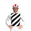 WHITE, BLACK DIAGONAL STRIPES, RED CAP, WHITE STRIPES,WHITE PEAK