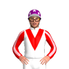 WHITE,RED VEE,SLEEVES,LIGHT PINK STRIPE,PURPLE CAP,WHITE STARS,WHITE PEAK