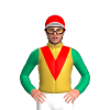 GOLD, RED VEE, JADE SLEEVES, RED CAP, WHITE PEAK