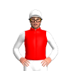 RED, WHITE SLEEVES, WHITE CAP