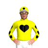 YELLOW,BLACK HEART, YELLOW SLEEVES,BLACK HEARTS,YELLOW CAP,BLACK DISC, WHITE PEAK