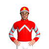 RED, LIGHT BLUE ZIGZAG CHEVRON, CHEVRONS SLEEVES, RED CAP, YELLOW STAR CAP,WHITE PEAK