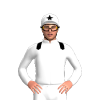 WHITE, BLACK EPAULETTES, WHITE CAP, BLACK STAR