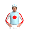 LIGHT BLUE , RED DISC , WHITE SLEEVES, RED STRIPE, WHITE PEAK, LIGHT BLUE, WHITE STRIPES CAP,WHITE PEAK