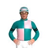 TEAL, LIGHT PINK QUARTERS, DOUBLE ARMBAND, HOOPS CAP,WHITE PEAK