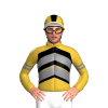 GOLD, BLACK CHEVRONS, GREY TWO CHEVRONS, GOLD SLEEVES, GREY AND BLACK ARMBANDS, GOLD CAP, BLACK STRIPE, GREY SEAMS, WHITE PEAK