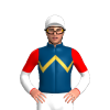 INDIGO,GOLD ZIGZAG CHEVRON,WHITE SLEEVES,RED CHECKED HALVED,WHITE CAP,GOLD ZIGZAG CHEVRON