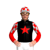 BLACK, RED STAR, RED SLEEVES, RED AND SILVER HALVED CHECKED, RED AND SILVER CHECKS CAP ,WHITE PEAK