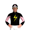 BLACK, YELLOW LIGHTNING BOLT, BLACK, CHERRY DIABLO SLEEVES, BLACK CAP, CHERRY STAR, WHITE PEAK