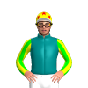 TEAL,YELLOW DIAMOND,LIME SLEEVES,YELLOW STRIPES,CAP,RED STARS,WHITE PEAK