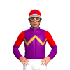 PURPLE, GOLD ZIGZAG CHEVRON, PURPLE SLEEVES, RED HALVED, CAP, PURPLE STAR, WHITE PEAK