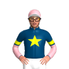 INDIGO, YELLOW STAR, LT PINK SLEEVES, INDIGO HALVED, YELLOW ARMBAND, LT PINK CAP, WHITE PEAK