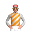 SILVER,ORANGE DIAGONAL STRIPES,RED CAP,SILVER HOOPS,WHITE PEAK 