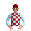 Light Blue And Maroon Checks, Light Blue Sleeves, Maroon Cap