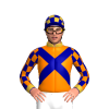 Orange, Dark Blue Crossed Sashes, Checked Sleeves, Gold Collar And Cuffs, Checked Cap