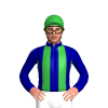 Dark Blue, Green Stripes And Cap