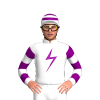 White, Purple Lightning Bolt, Hooped Sleeves And Cap