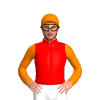 Red, Orange Sleeves And Cap
