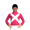 Cerise, White Crossed Sashes, Black Cap