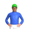 Royal Blue And Lime Green Diagonal Stripes, Lime Green Cap