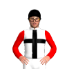 White, Black Cross, Red Sleeves, Black Cap