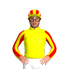 Yellow, Red Striped Sleeves And Cap