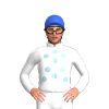 White, Light Blue Spots, Royal Blue Cap