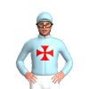 Light Blue, Red Maltese Cross