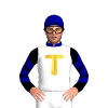 White, Gold T Inside Horseshoe, Dark Blue Collar, Chevrons Sleeves And Cap, Gold Horseshoes